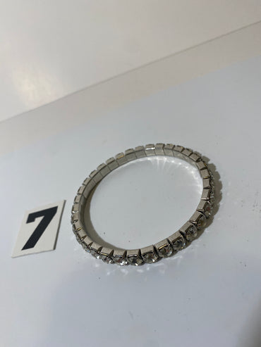 Silver Tone White Stone Bracelet