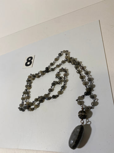 Blue Gray Beaded Necklace
