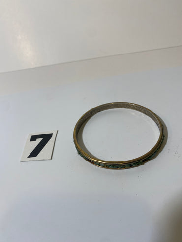 Gold Tone Green Stone Bangle Bracelet