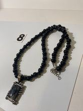Load image into Gallery viewer, Black Bead Necklace W/ Pendant
