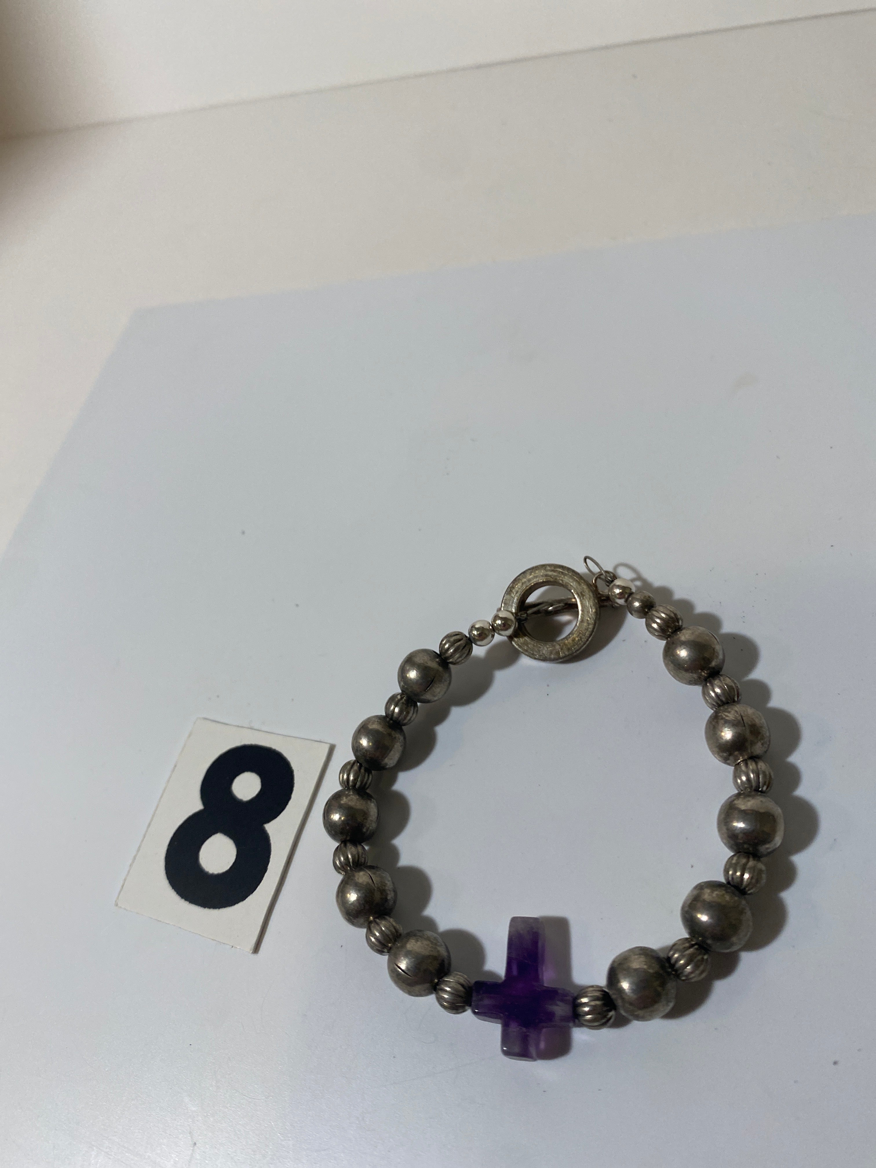 Silver Tone Cross Bracelet