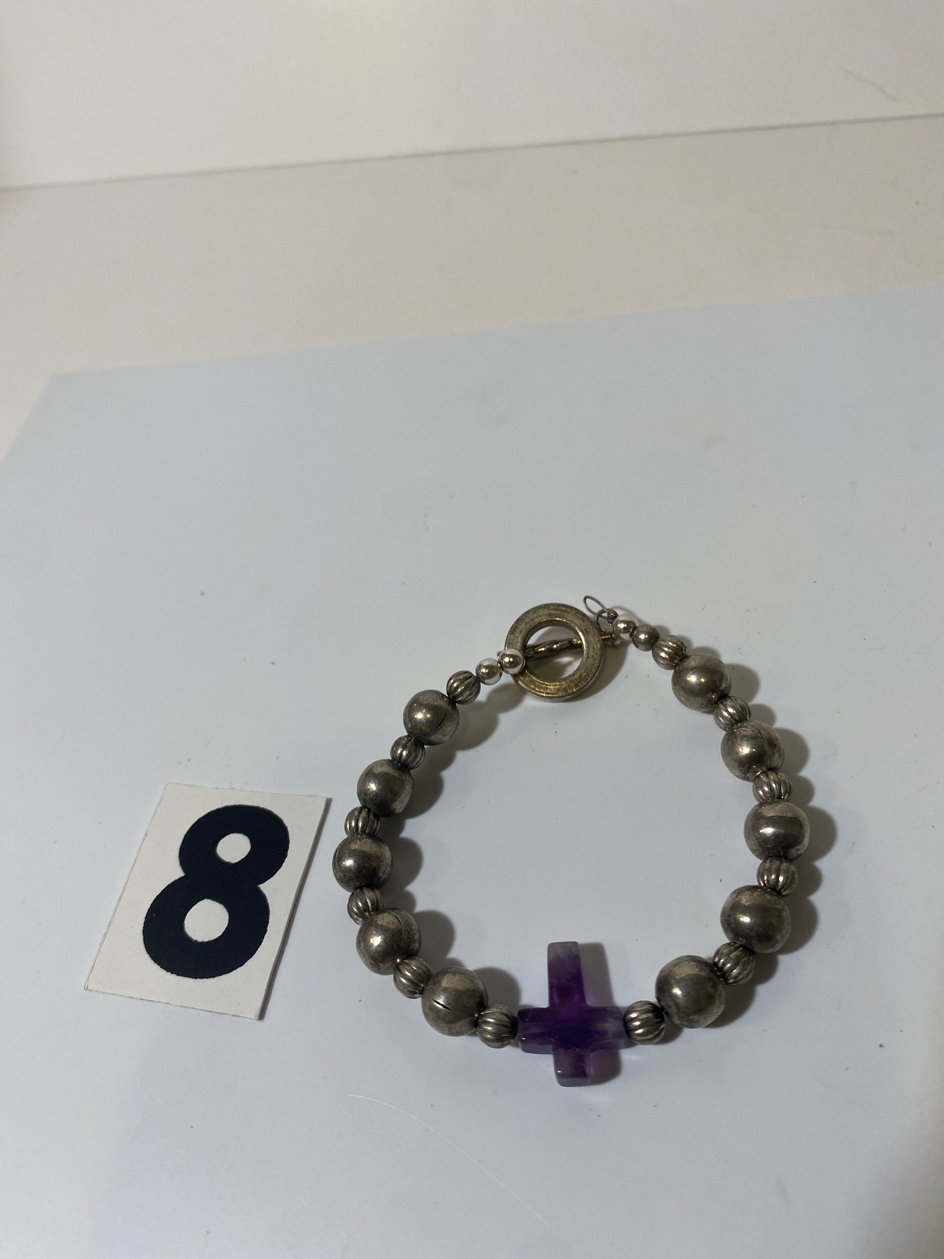 Silver Tone Cross Bracelet