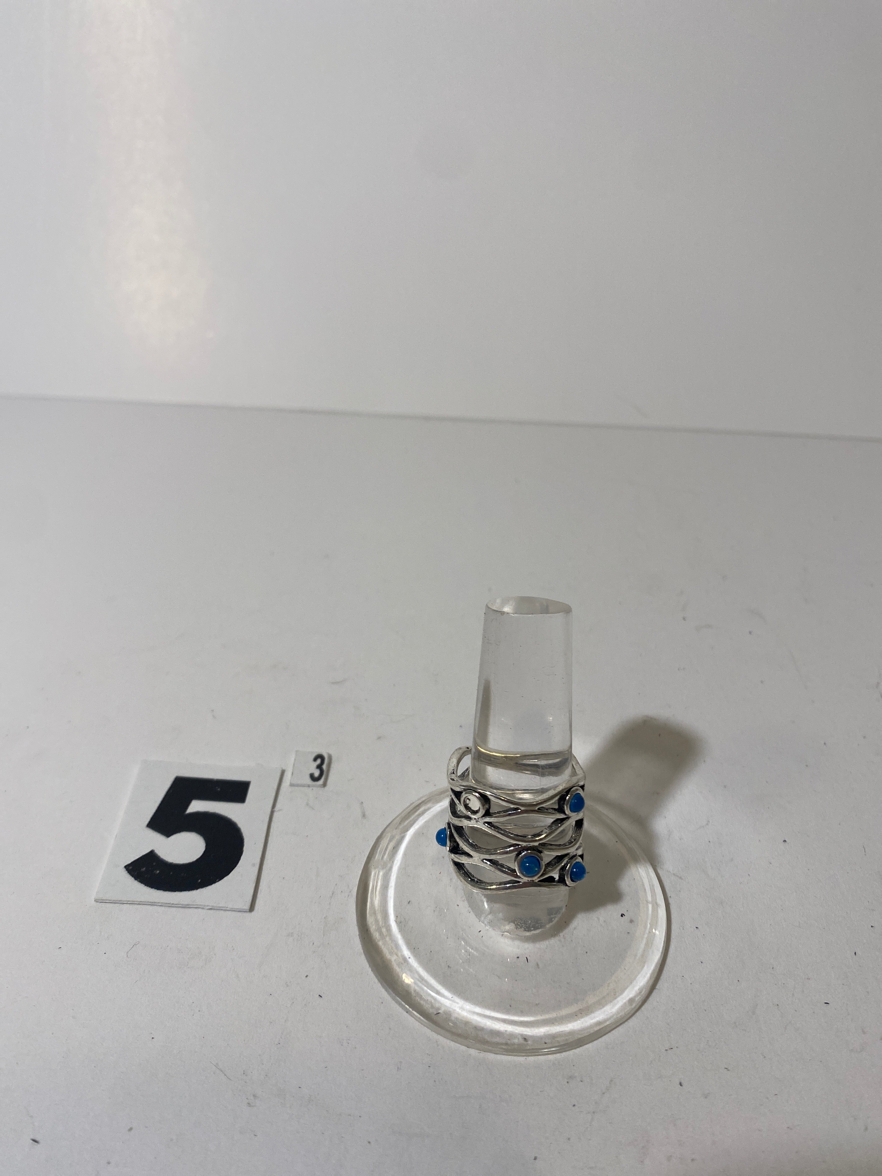 Silver Tone Blue Stone Ring