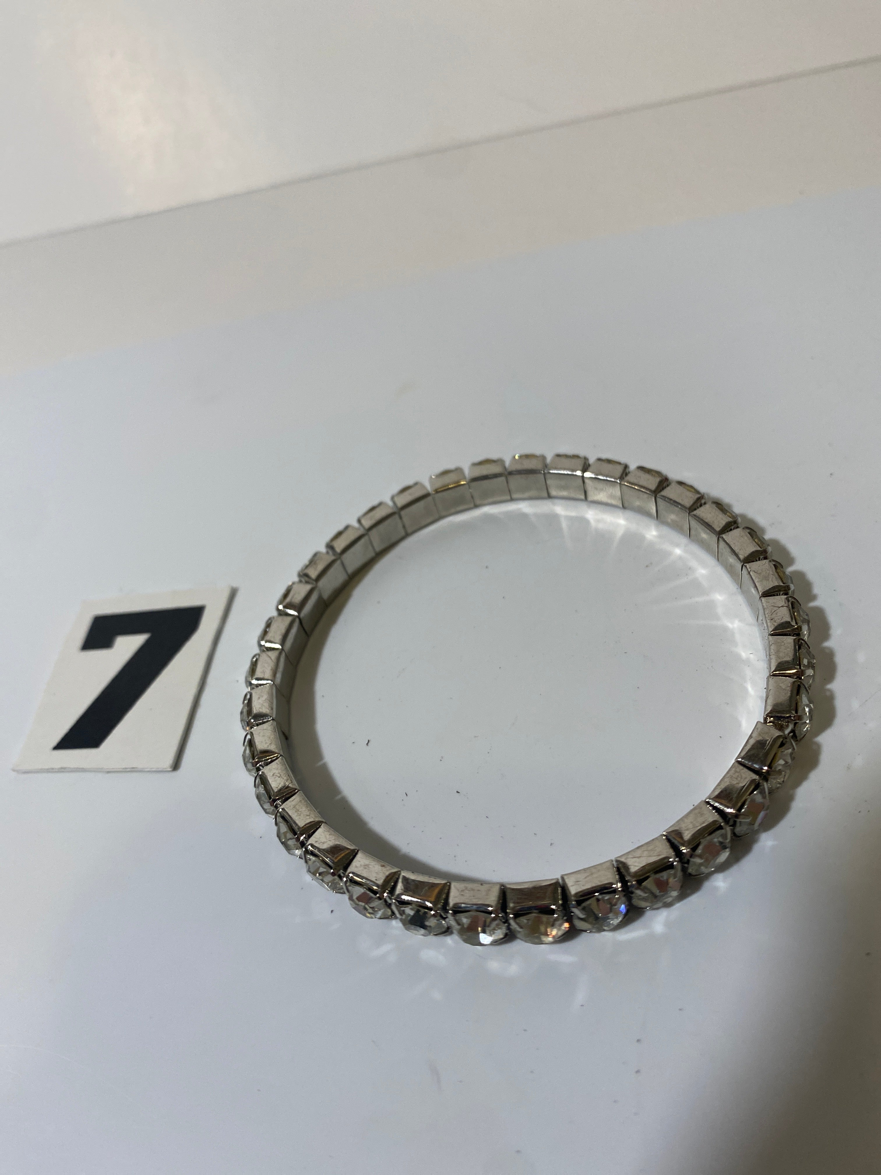 Silver Tone White Stone Bracelet