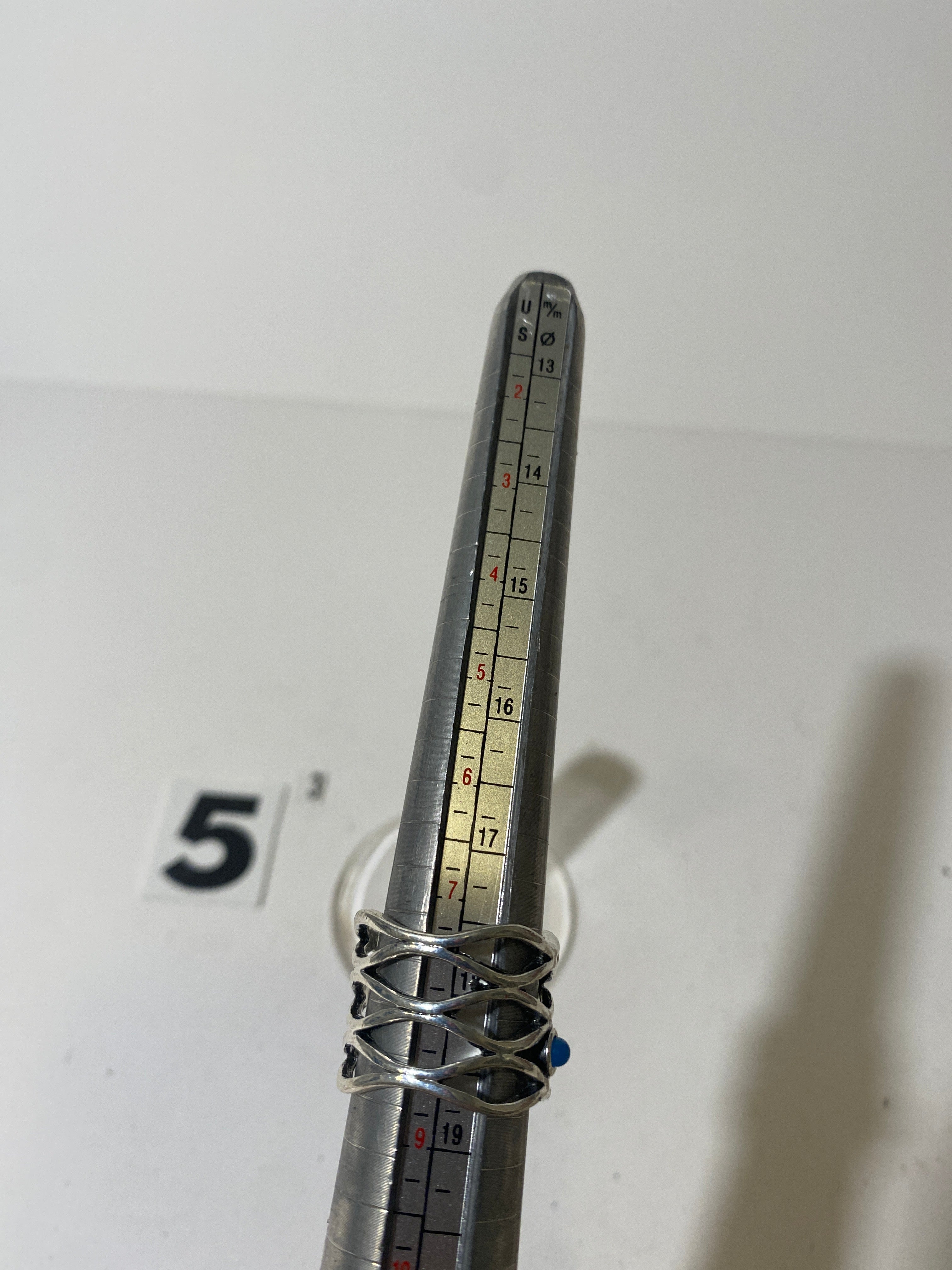 Silver Tone Blue Stone Ring