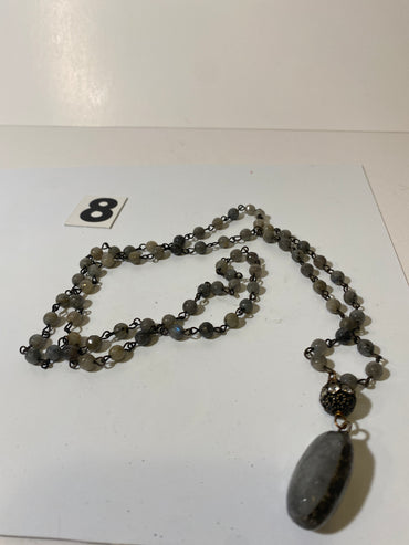 Blue Gray Beaded Necklace
