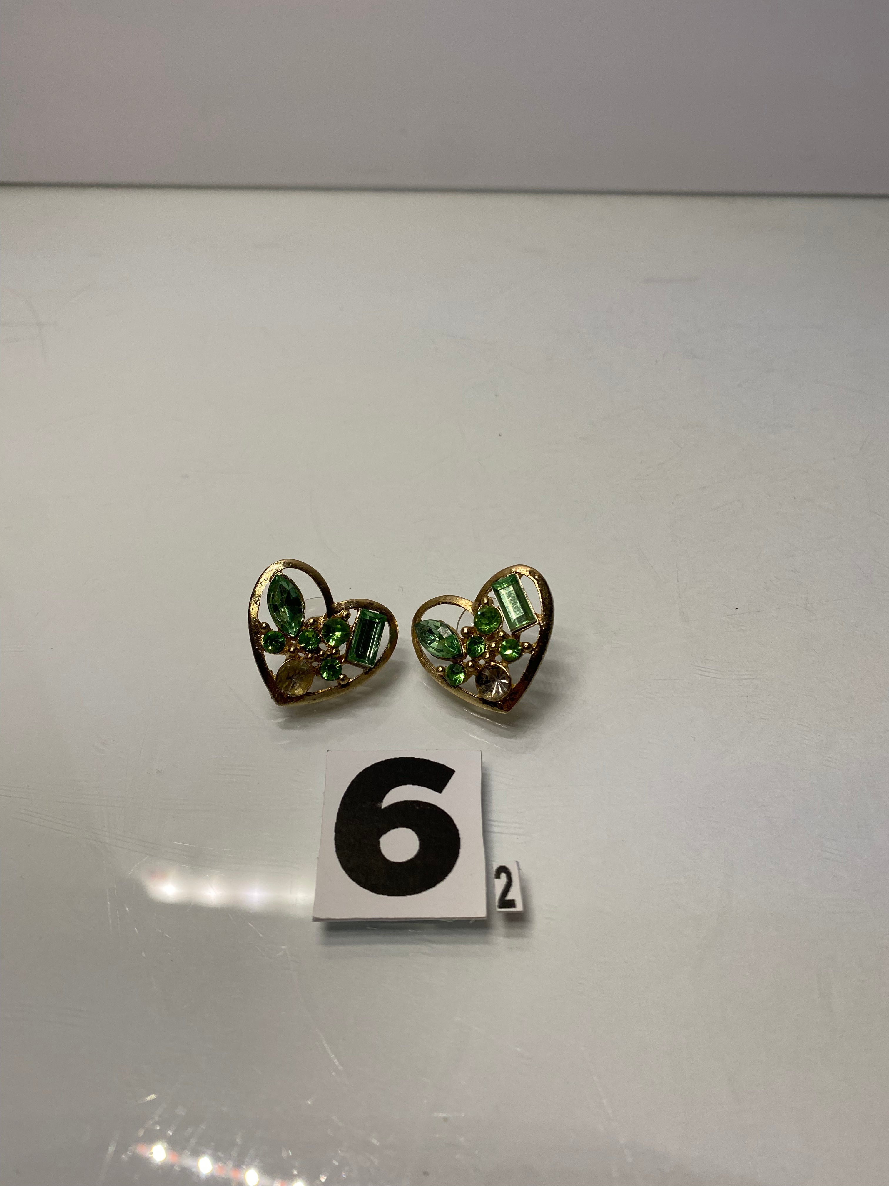 Green Heart Earrings