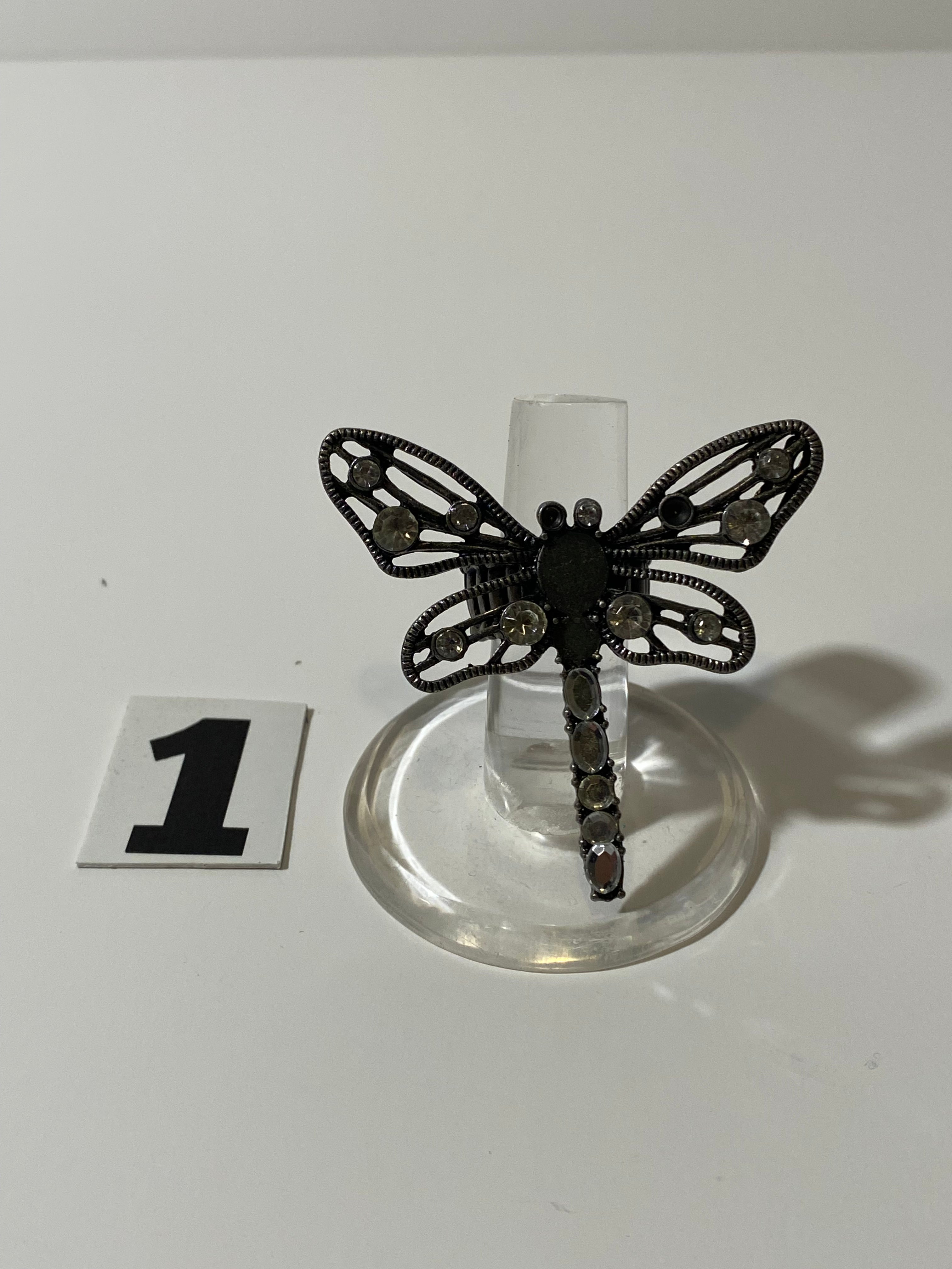 Silver Tone Butterfly Ring OSFA