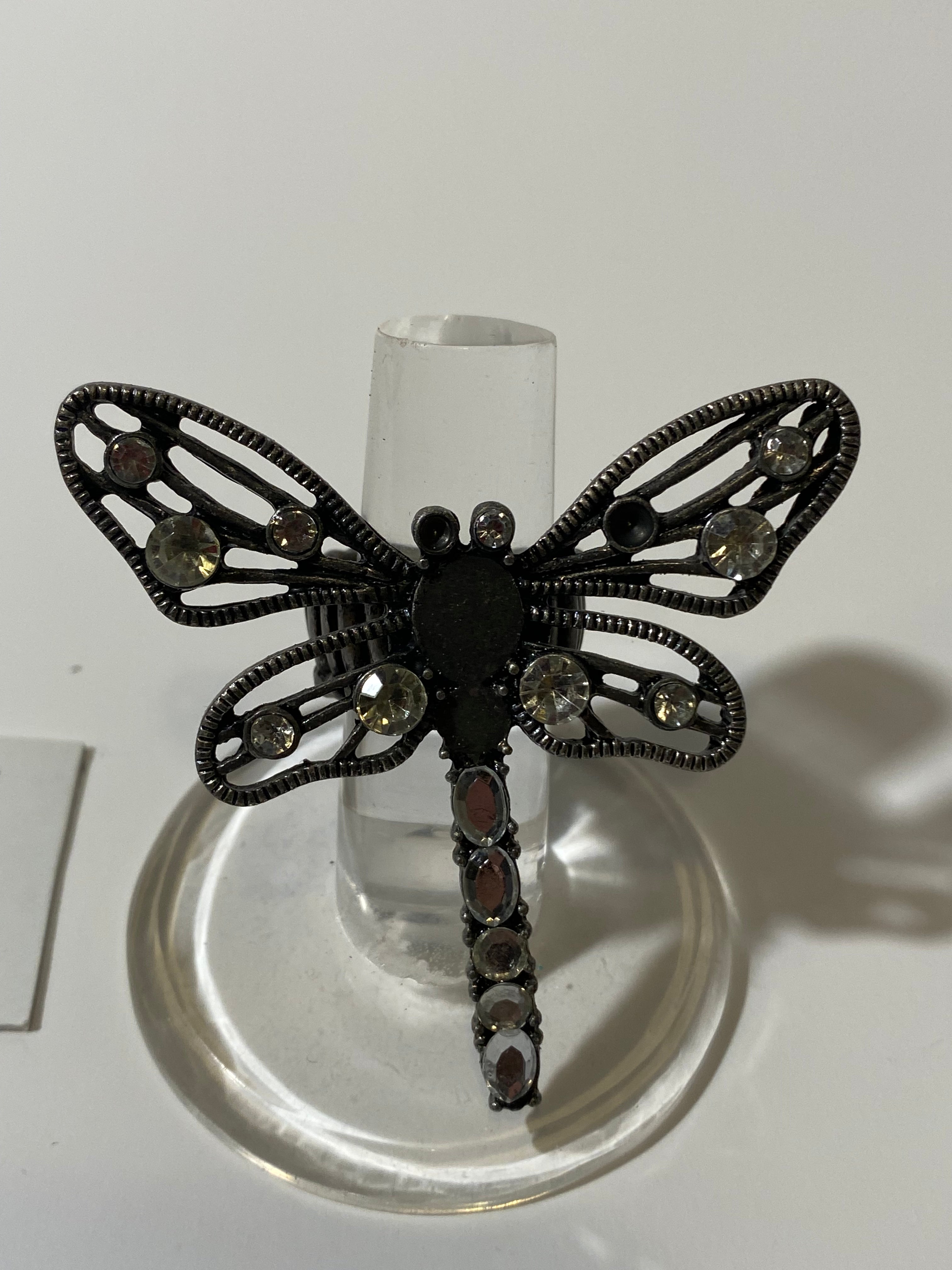 Silver Tone Butterfly Ring OSFA