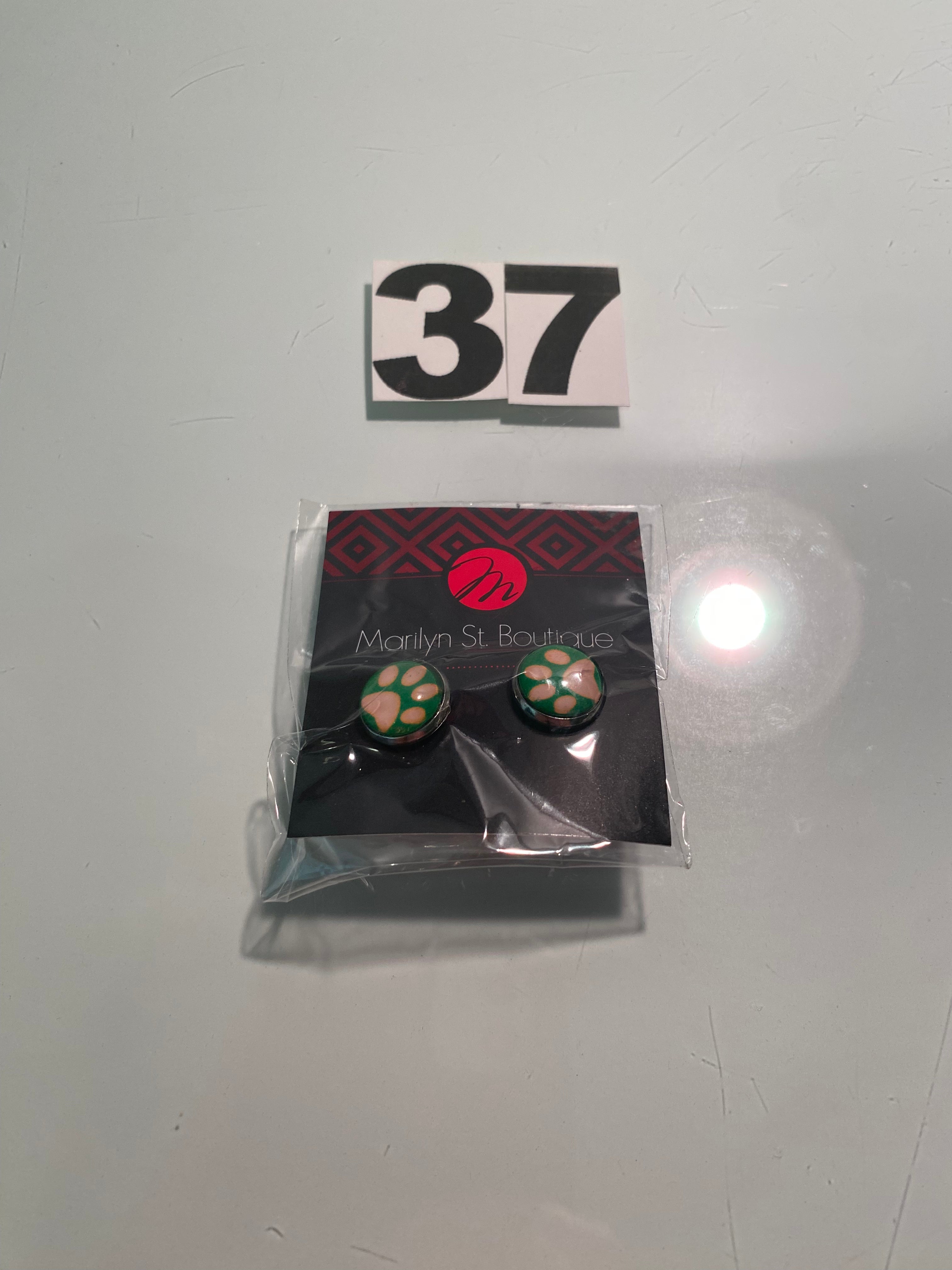 Green Paw Earrings
